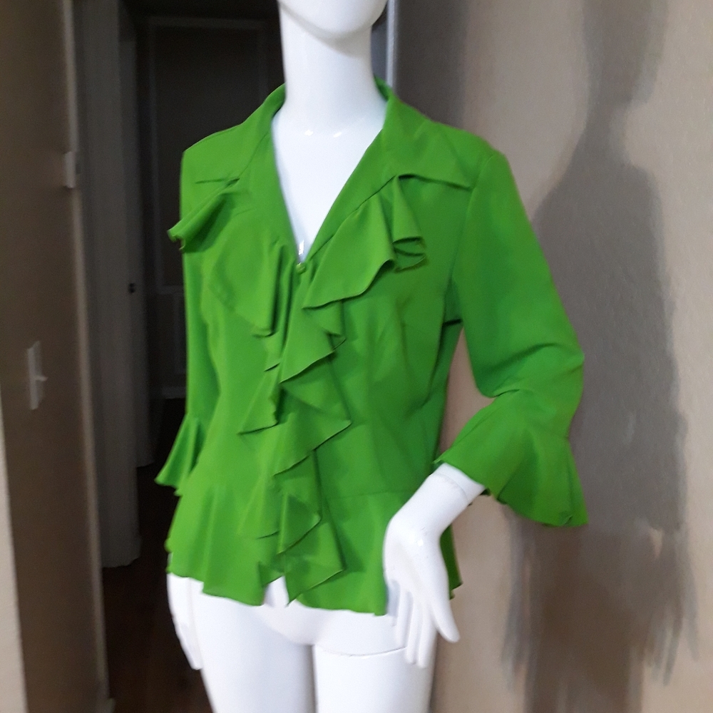 Michele Michelle Vibrant Green dressy blouse